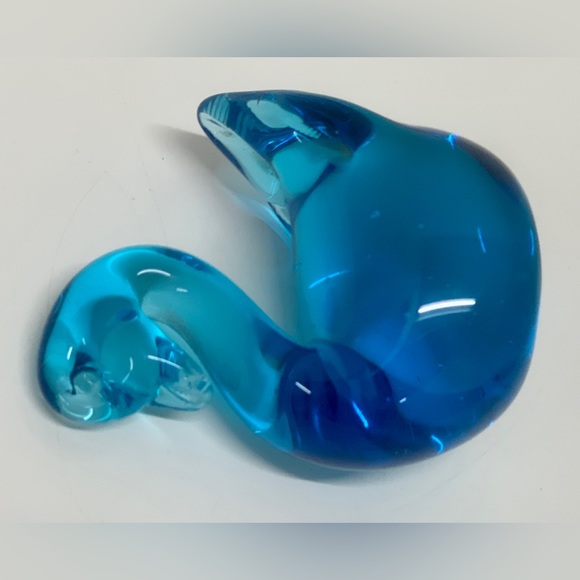 Vintage Mid Century Clear Blue Pinched Blown Glass Art Swan Murano Paperweight - Picture 14 of 14